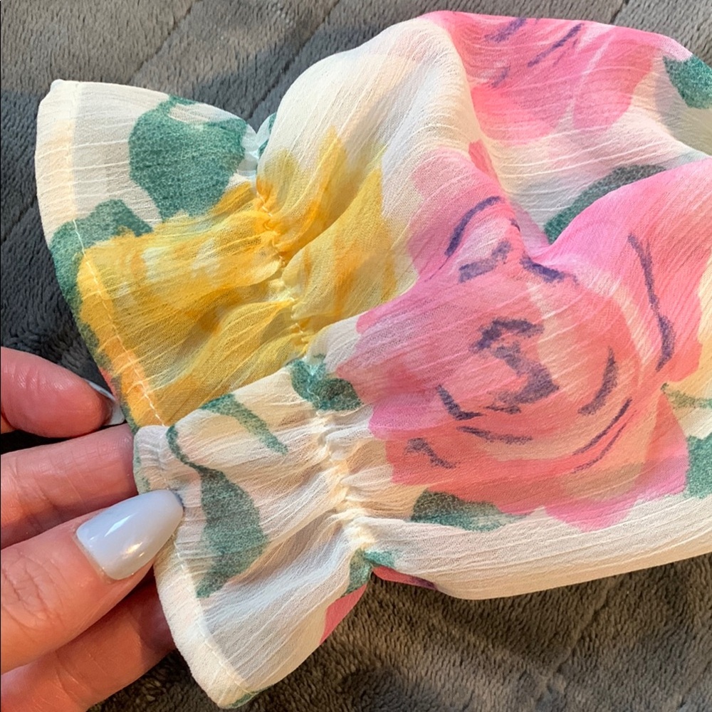 Forever 21 Yellow and Pink Ruffled Crop Blouse - Picture 6 of 7